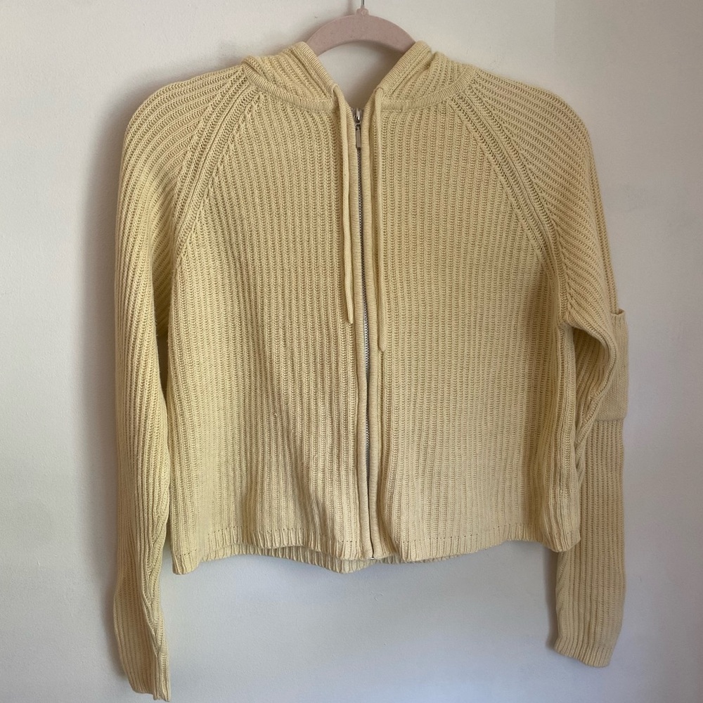 Christopher Banks Knit Ribbed Yellow Zip Up Jacket